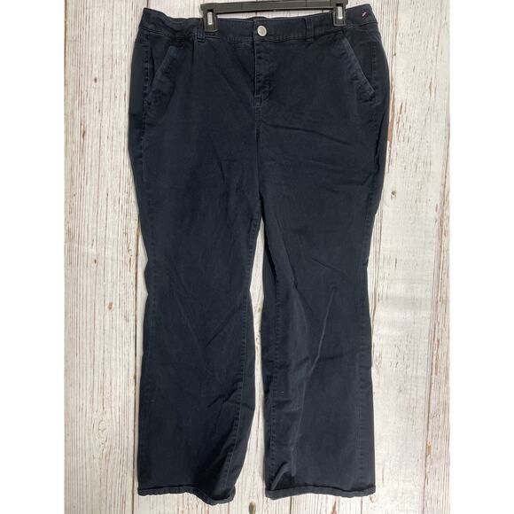 Lane Bryant Bootcut Pants Women Size 18 Black Gray Cotton Modal Blend High Rise - Picture 1 of 4
